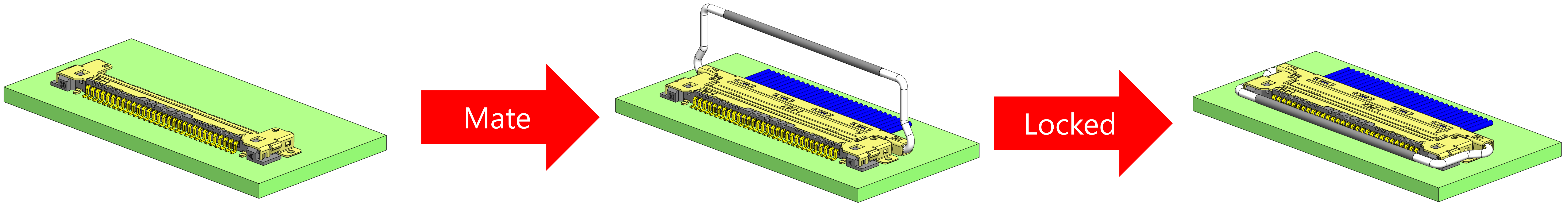 Mechanical locking bar can be locked only when plug is fully mated to receptacle.
